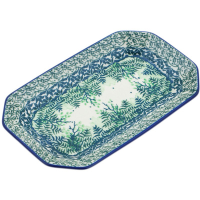 Polish Pottery Platter 8&quot; Leafy Garden UNIKAT