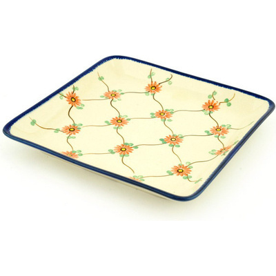 Polish Pottery Platter 8&quot; Marmalade Trellis