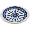 Polish Pottery Platter 8&quot; Peacock Leaves