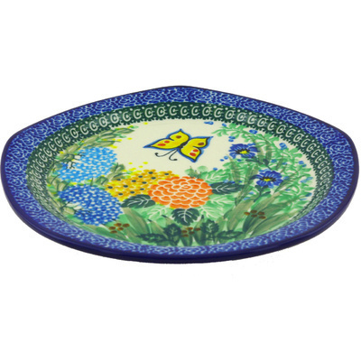 Polish Pottery Platter 8&quot; Spring Garden UNIKAT