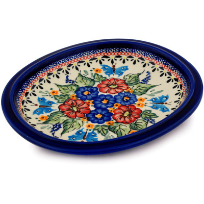 Polish Pottery Platter 8&quot; Spring Splendor UNIKAT