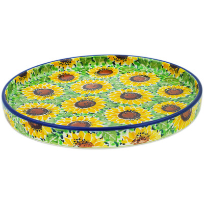 Polish Pottery Platter 8&quot; Sunflower Bliss UNIKAT