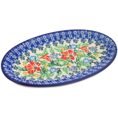 Polish Pottery Platter 8&quot; Trumpet Garden UNIKAT