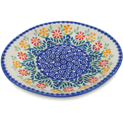 Polish Pottery Platter 8&quot; Wave Of Flowers
