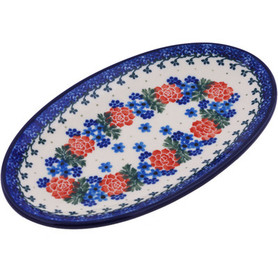 Polish Pottery Platter 8" Winter Wreath