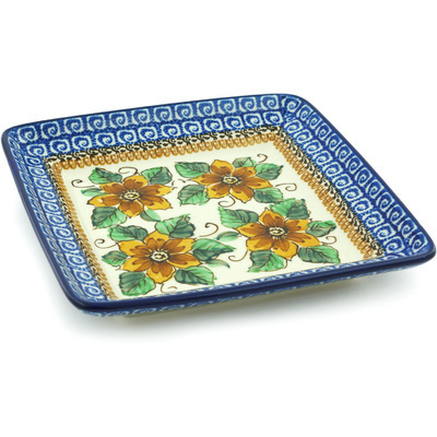 Polish Pottery Platter 8&quot; Woodland Whirl UNIKAT