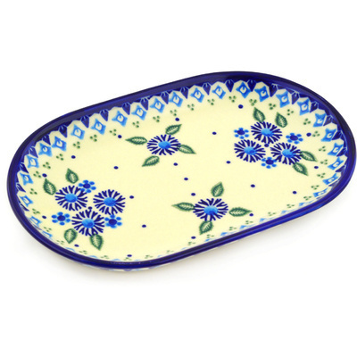Polish Pottery Platter 9&quot; Aster Patches