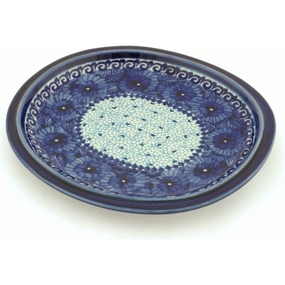 Polish Pottery Platter 9&quot; Azure Sea UNIKAT