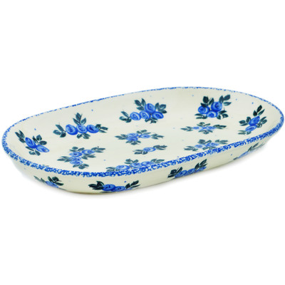 Polish Pottery Platter 9&quot; Blue Berry Special UNIKAT