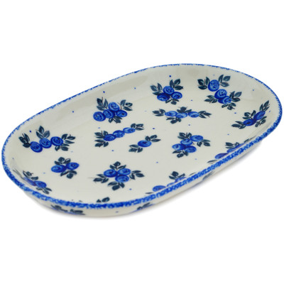 Polish Pottery Platter 9&quot; Blue Berry Special UNIKAT