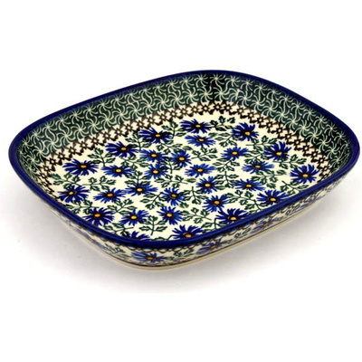 Polish Pottery Platter 9&quot; Blue Chicory