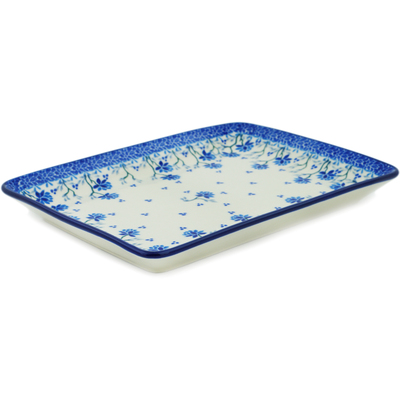 Polish Pottery Platter 9" Blue Grapevine