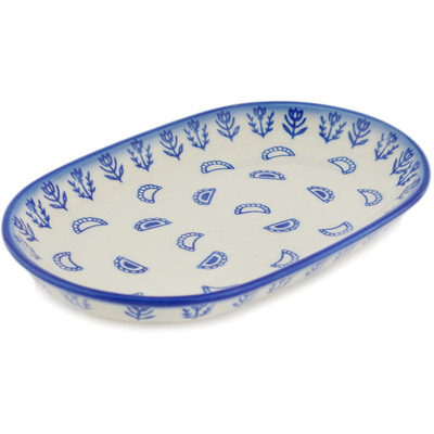 Polish Pottery Platter 9" Blue Pierogi