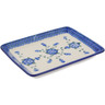 Polish Pottery Platter 9&quot; Blue Poppies