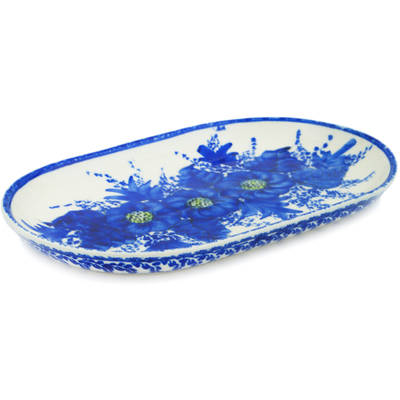 Polish Pottery Platter 9&quot; Blue Poppy Dream