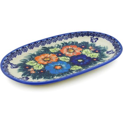 Polish Pottery Platter 9&quot; Butterfly Splendor UNIKAT