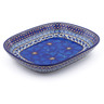 Polish Pottery Platter 9&quot; Cobalt Poppies UNIKAT