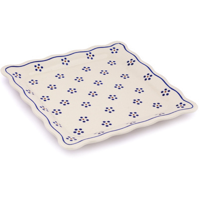 Polish Pottery Platter 9&quot; Daisy Dots