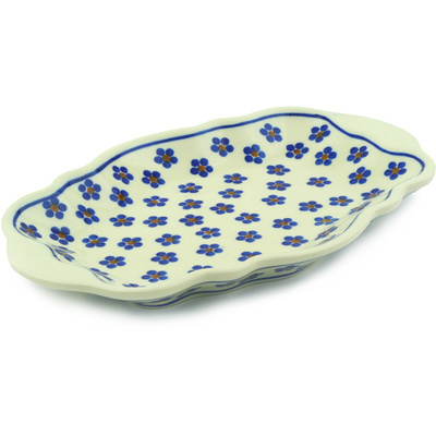 Polish Pottery Platter 9&quot; Daisy Dots