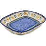 Polish Pottery Platter 9&quot; Golden Daisy Swirl