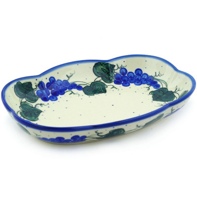 Polish Pottery Platter 9" Grape Vines UNIKAT