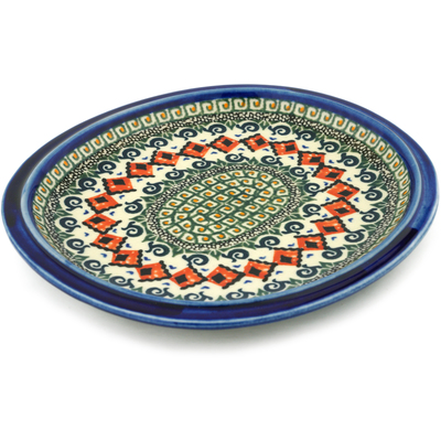Polish Pottery Platter 9" Green Mosaic UNIKAT