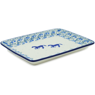 Polish Pottery Platter 9&quot; Horse Gallop