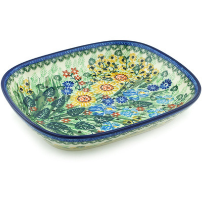 Polish Pottery Platter 9&quot; Iris Spring UNIKAT
