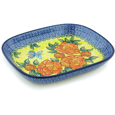 Polish Pottery Platter 9&quot; Matisse Flowers UNIKAT