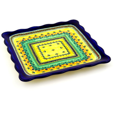 Polish Pottery Platter 9&quot; Prairie Sunrise UNIKAT