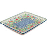 Polish Pottery Platter 9&quot; Red Garden UNIKAT