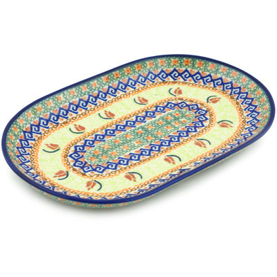 Polish Pottery Platter 9&quot; Ring Of Roses