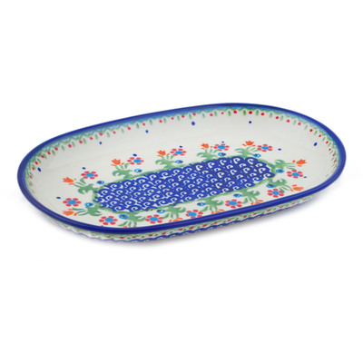 Polish Pottery Platter 9" Spring Flowers