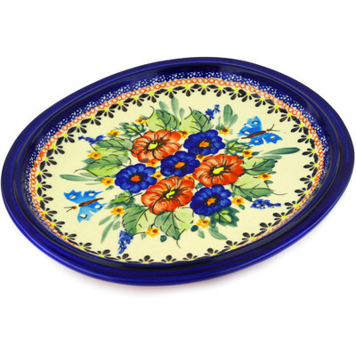 Polish Pottery Platter 9&quot; Spring Splendor UNIKAT