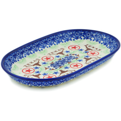 Polish Pottery Platter 9&quot; Texas State
