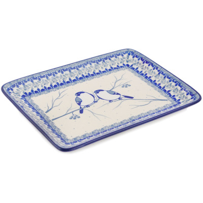 Polish Pottery Platter 9&quot; Waiting Birds UNIKAT