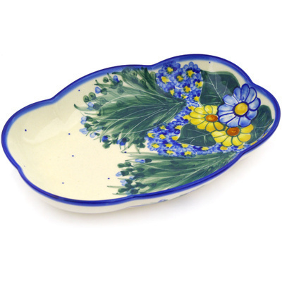 Polish Pottery Platter 9&quot; Wildflower Meadow
