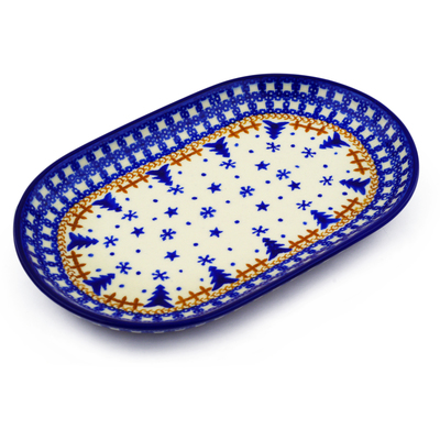 Polish Pottery Platter 9" Winter Snow