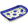 Polish Pottery Platter with Handles 10&quot; Bleu-belle Fleur