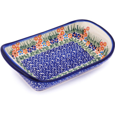 Polish Pottery Platter with Handles 10&quot; Blissful Daisy
