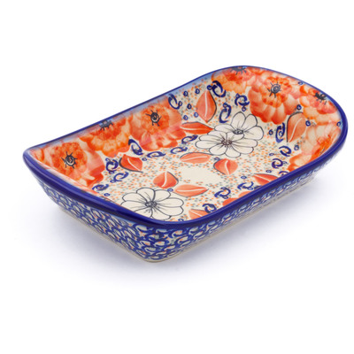 Polish Pottery Platter with Handles 10&quot; Poppy Passion