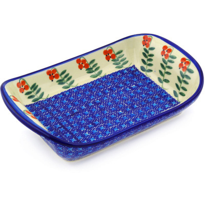 Polish Pottery Platter with Handles 10&quot; Red Berries