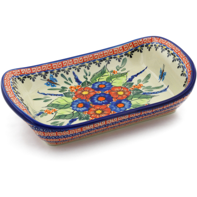 Polish Pottery Platter with Handles 10&quot; Spring Splendor