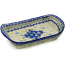 Polish Pottery Platter with Handles 11&quot; Blue Pansy