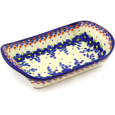 Polish Pottery Platter with Handles 11&quot; Passion Poppy