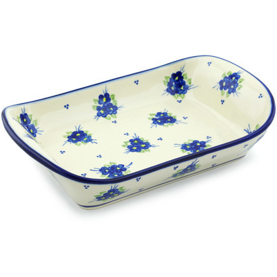 Polish Pottery Platter with Handles 11&quot; Poppy Triad