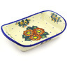 Polish Pottery Platter with Handles 11&quot; Red Bouquet