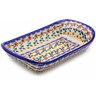 Polish Pottery Platter with Handles 11&quot; Red Sunflower