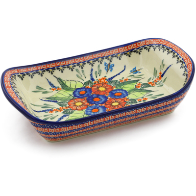 Polish Pottery Platter with Handles 11&quot; Spring Splendor
