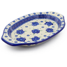 Polish Pottery Platter with Handles 12&quot; Bleu-belle Fleur